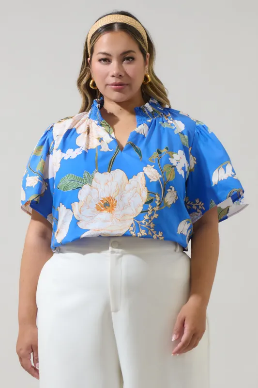 Roswell Floral Barcy Smocked Top Curve sold by Sugarlips