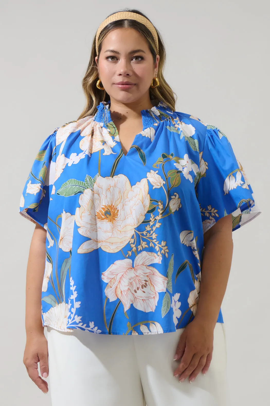 Roswell Floral Barcy Smocked Top Curve sold by Sugarlips product image thumbnail 5