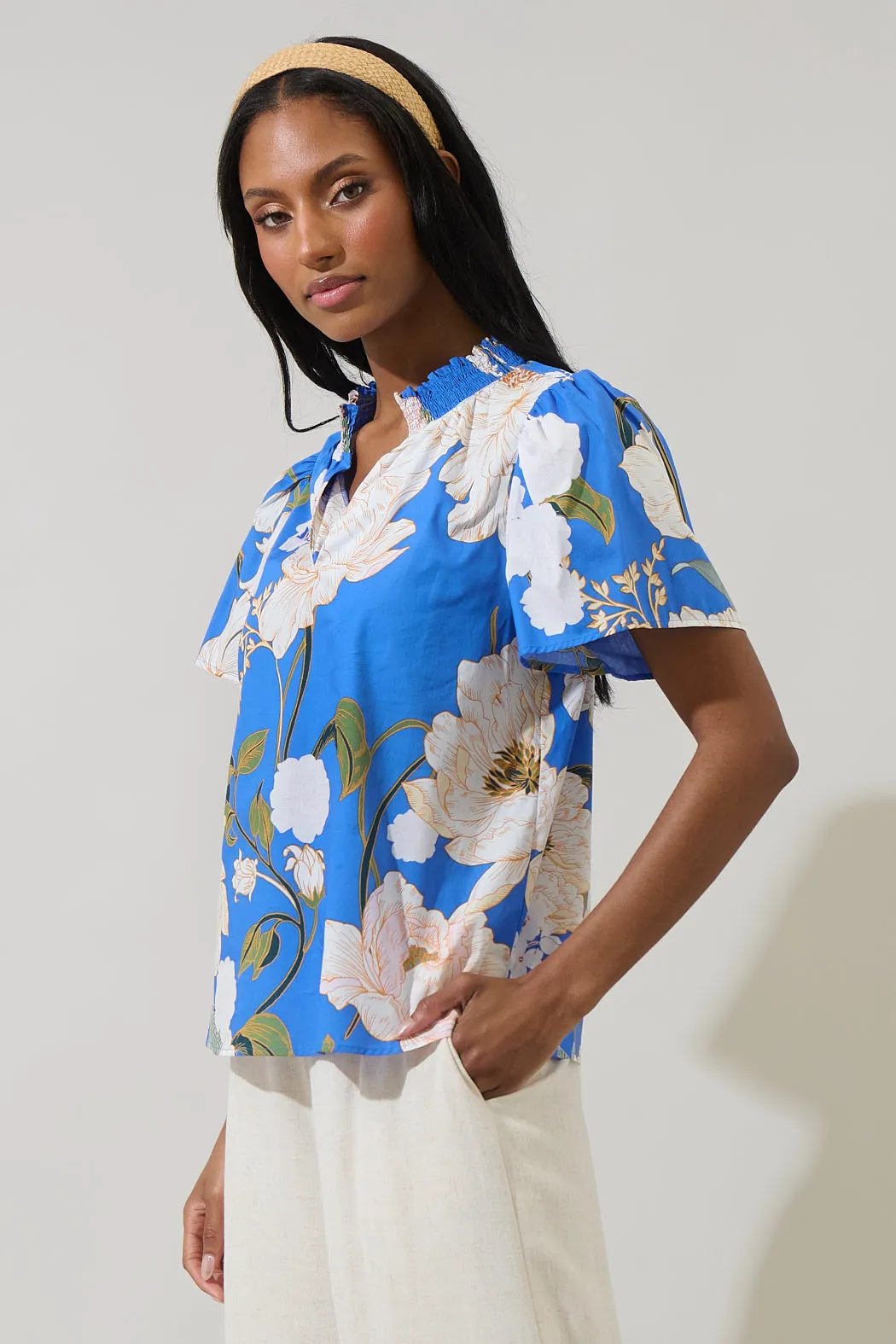 Roswell Floral Barcy Smocked Top sold by Sugarlips product image thumbnail 3