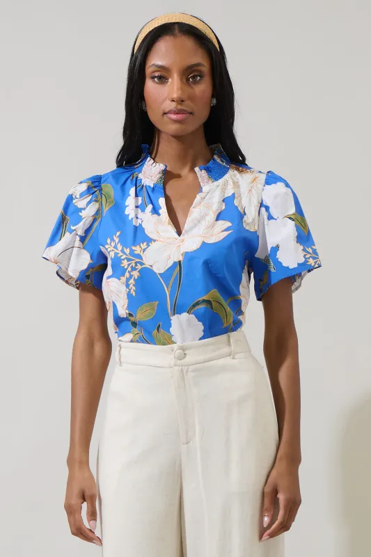 Roswell Floral Barcy Smocked Top made by Sugarlips