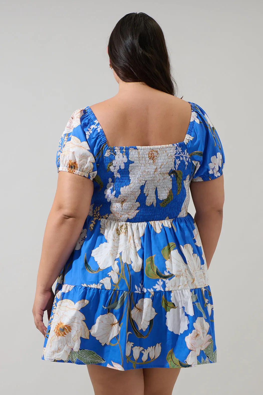 Roswell Floral Romiel Smocked Mini Dress Curve sold by Sugarlips product image thumbnail 2