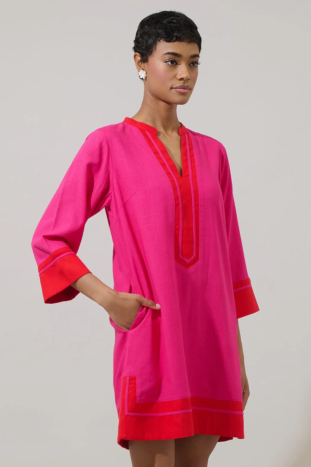 Allie Shift Linen Mini Dress sold by Sugarlips product image thumbnail 3