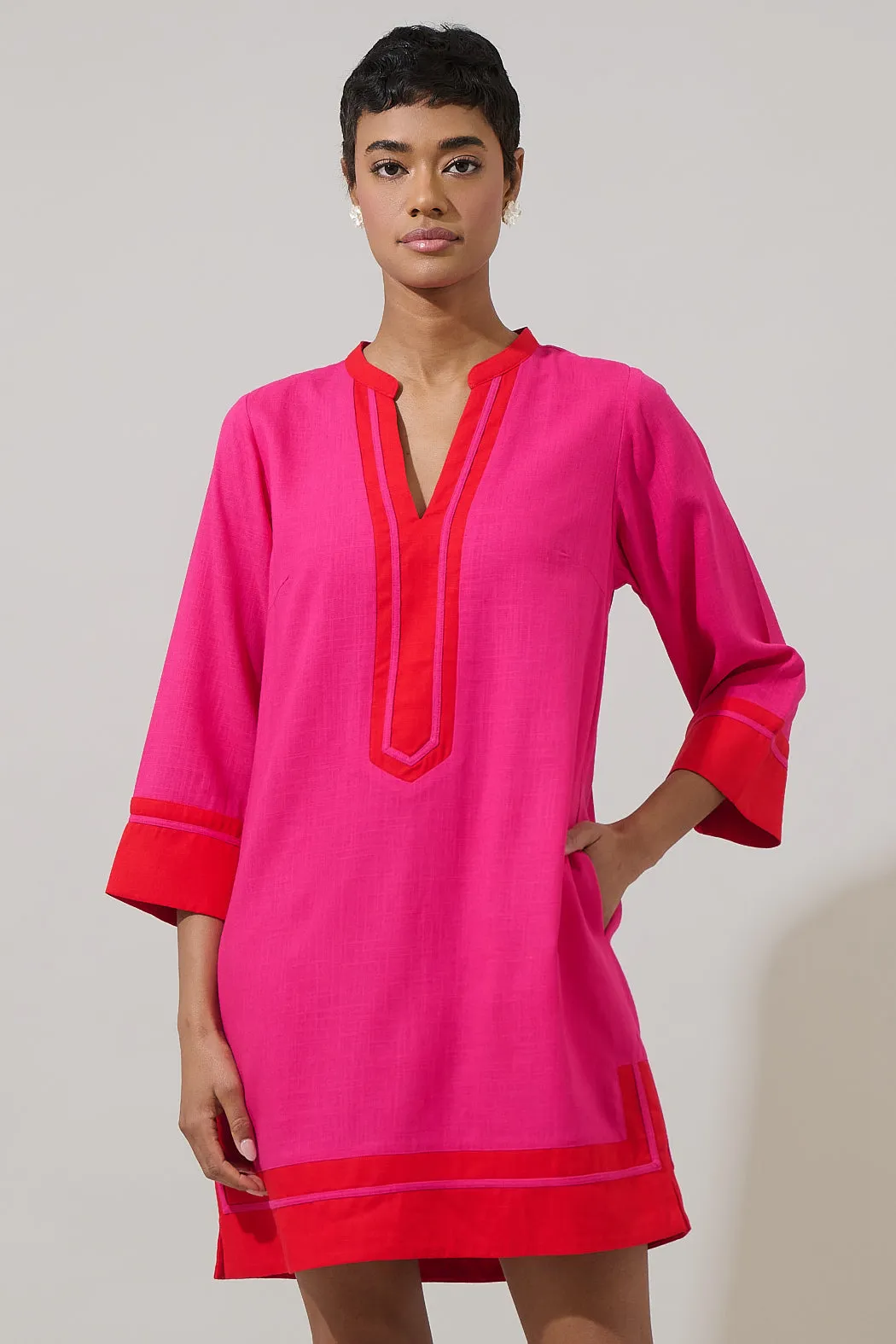 Allie Shift Linen Mini Dress sold by Sugarlips