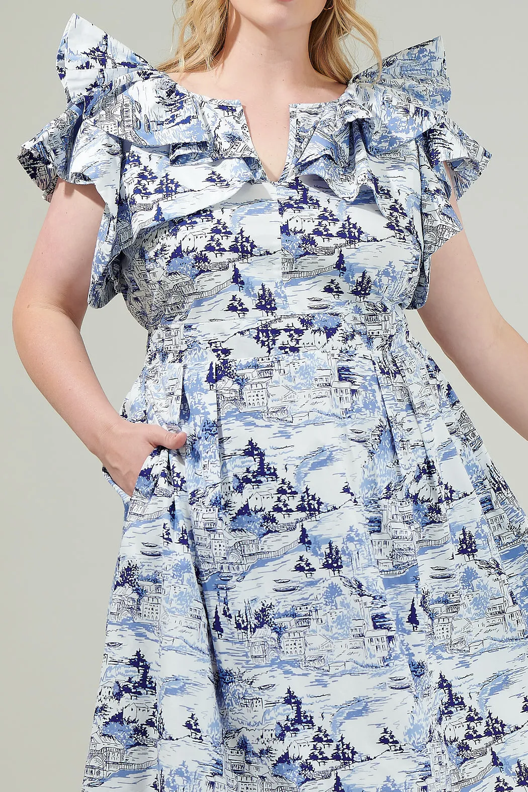 Francine Toile Sky Santana Tie Back Midi Dress Curve sold by Sugarlips product image thumbnail 4