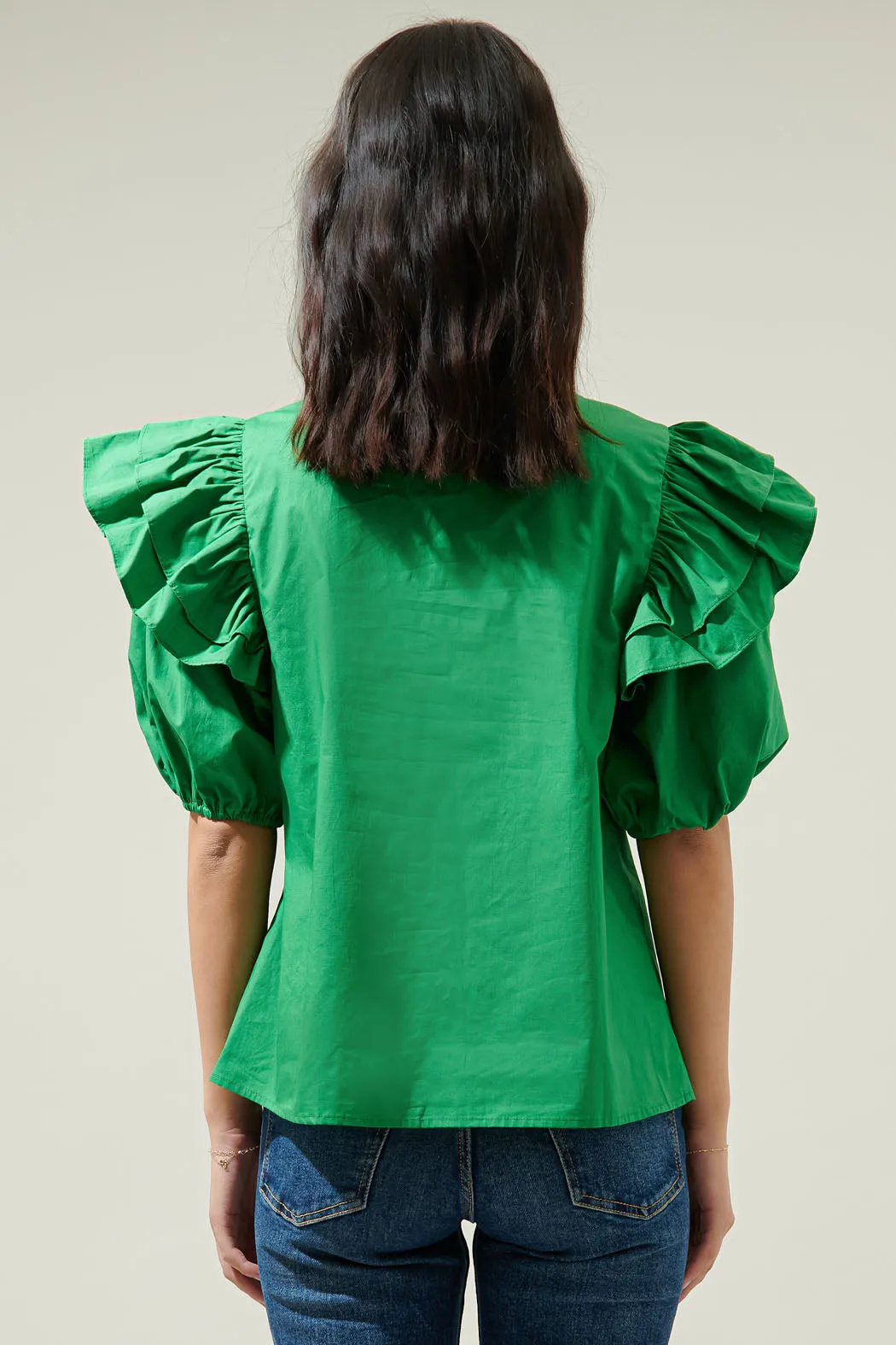 Flores Poplin Ruffle Short Sleeve Top sold by Sugarlips product image thumbnail 2