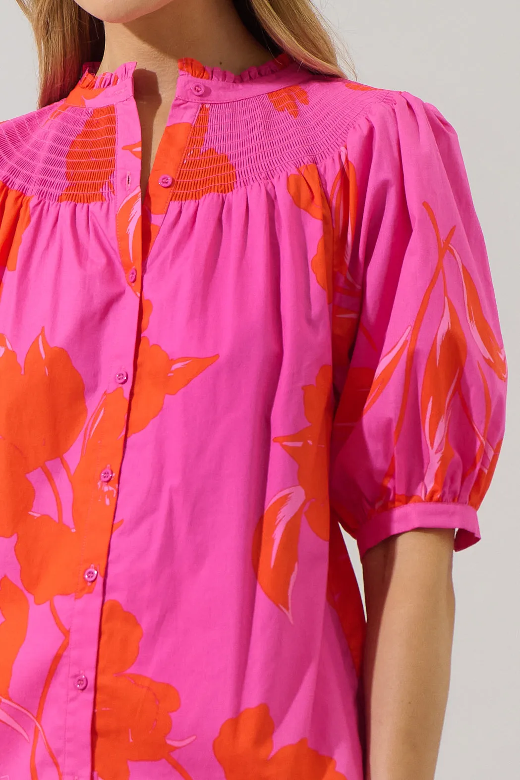 Aurea Floral Blossom Smocked Mock Neck Top sold by Sugarlips product image thumbnail 5