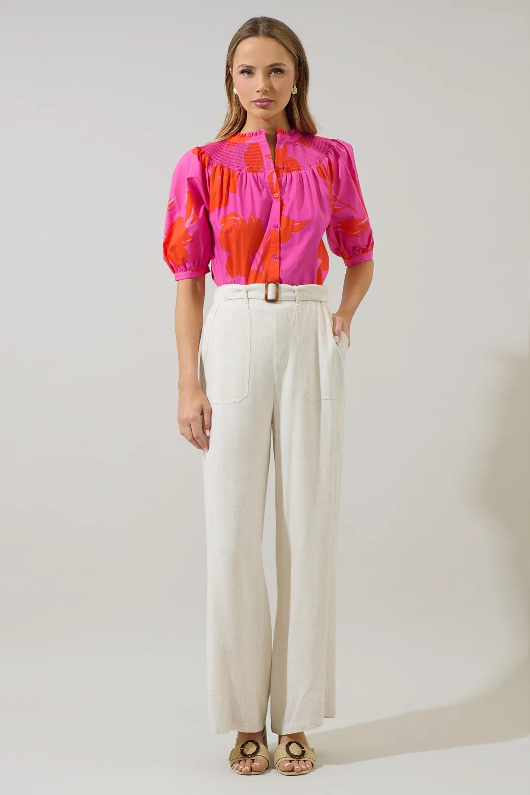 Aurea Floral Blossom Smocked Mock Neck Top sold by Sugarlips product image thumbnail 4