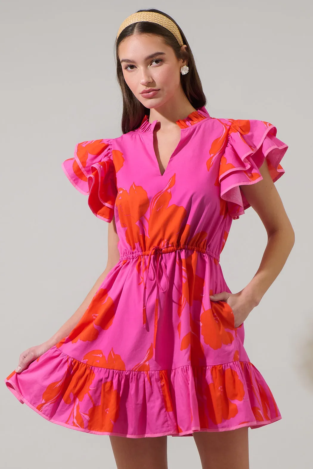 Aurea Floral Alina Ruffle Shift Mini Dress sold by Sugarlips product image thumbnail 2