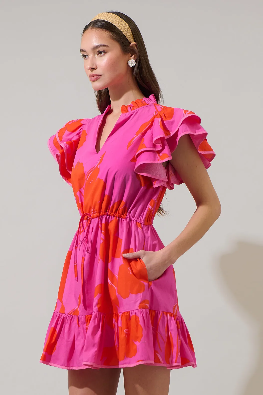 Aurea Floral Alina Ruffle Shift Mini Dress sold by Sugarlips product image thumbnail 4