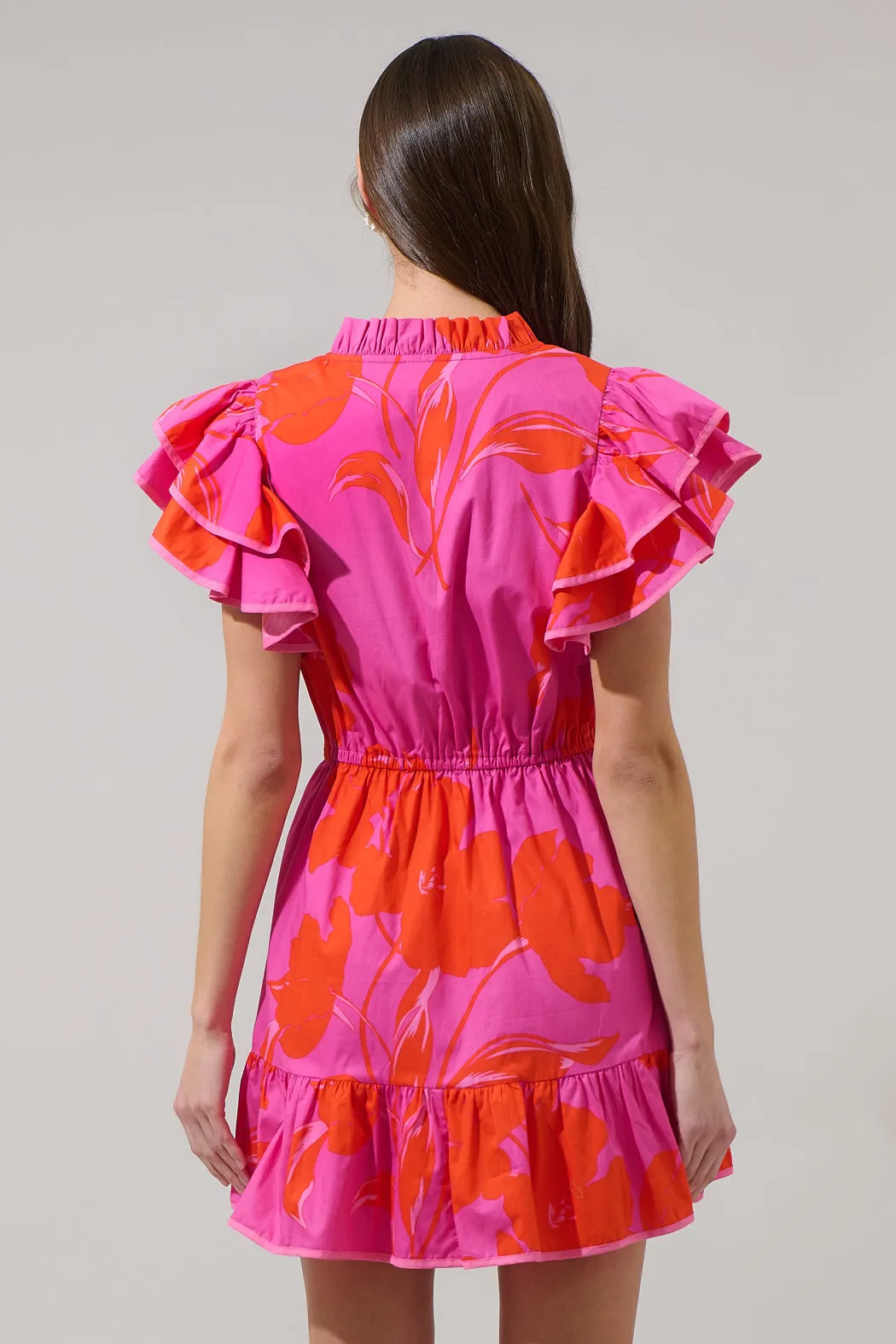 Aurea Floral Alina Ruffle Shift Mini Dress sold by Sugarlips product image thumbnail 3