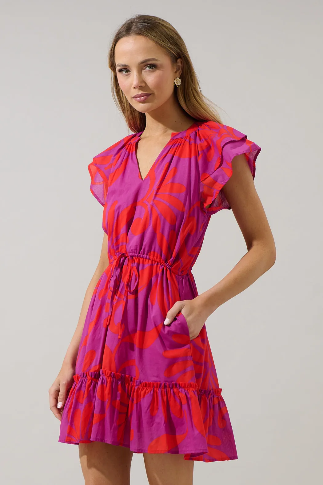 Arona Floral Baden Ruffle Mini Dress sold by Sugarlips product image thumbnail 3