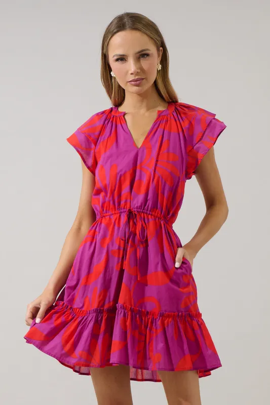 Arona Floral Baden Ruffle Mini Dress sold by Sugarlips