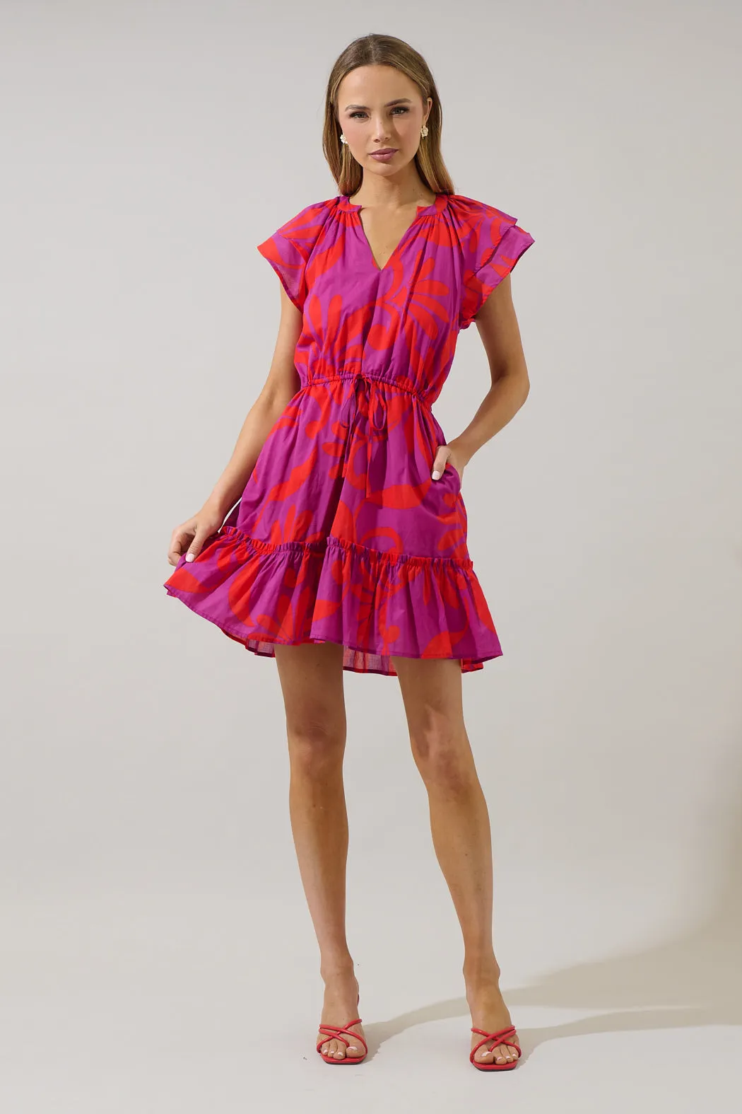 Arona Floral Baden Ruffle Mini Dress sold by Sugarlips product image thumbnail 4