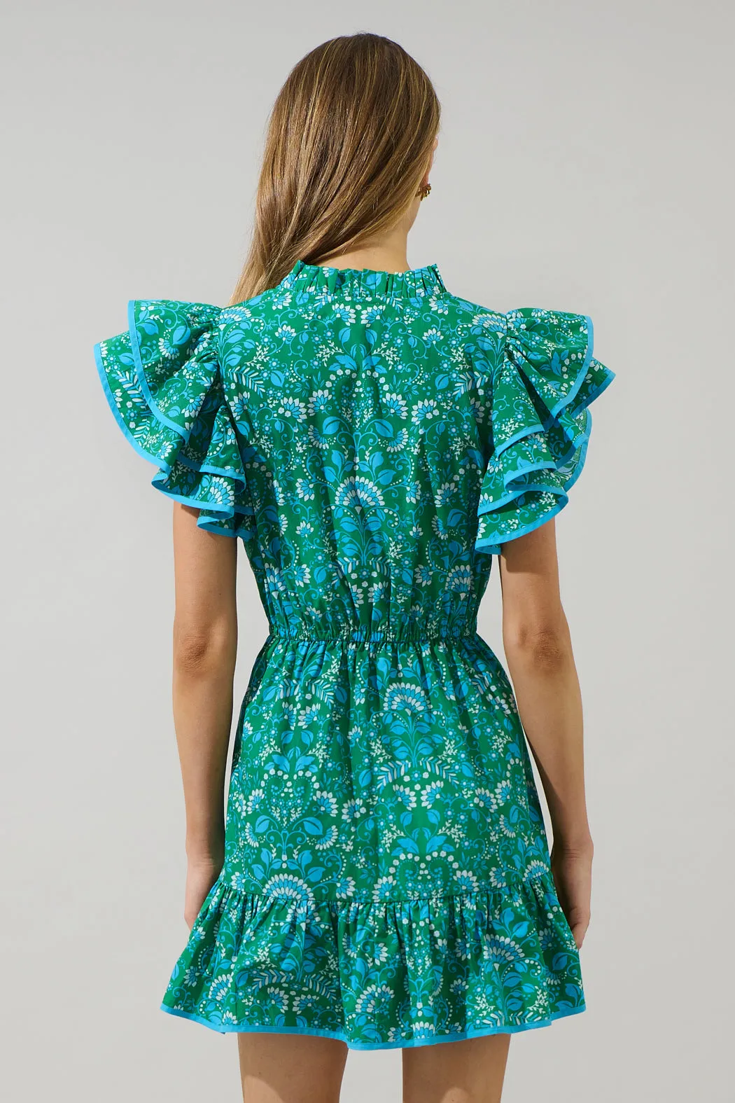 Alina Floral Ruffle Shift Mini Dress sold by Sugarlips product image thumbnail 2