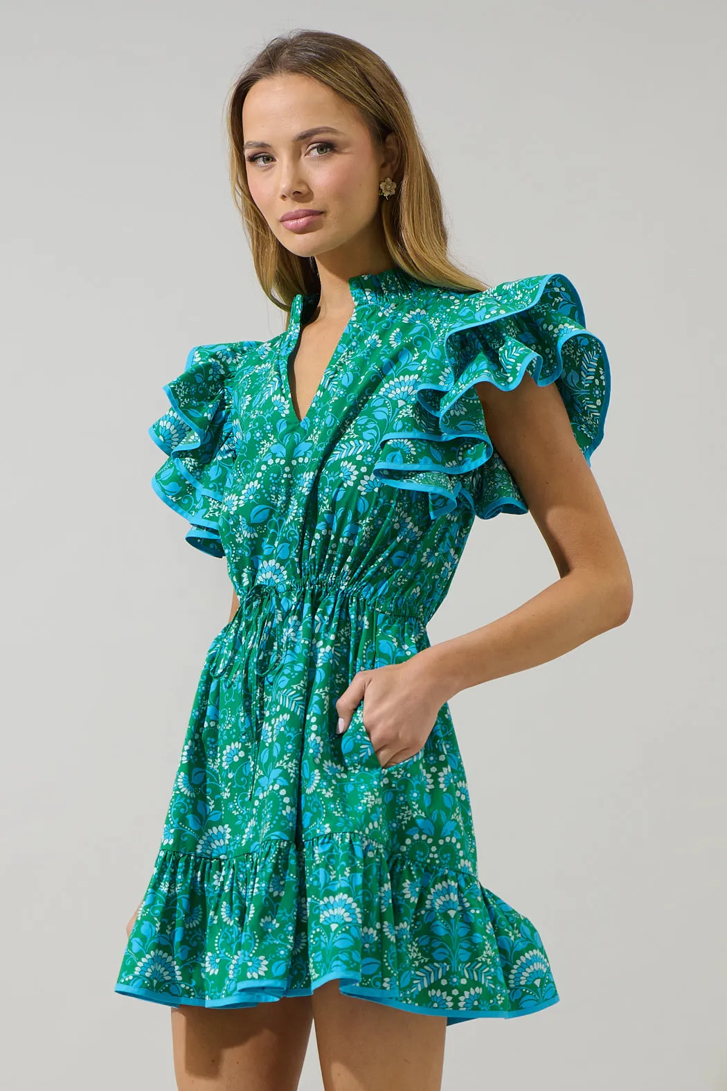 Alina Floral Ruffle Shift Mini Dress sold by Sugarlips product image thumbnail 3