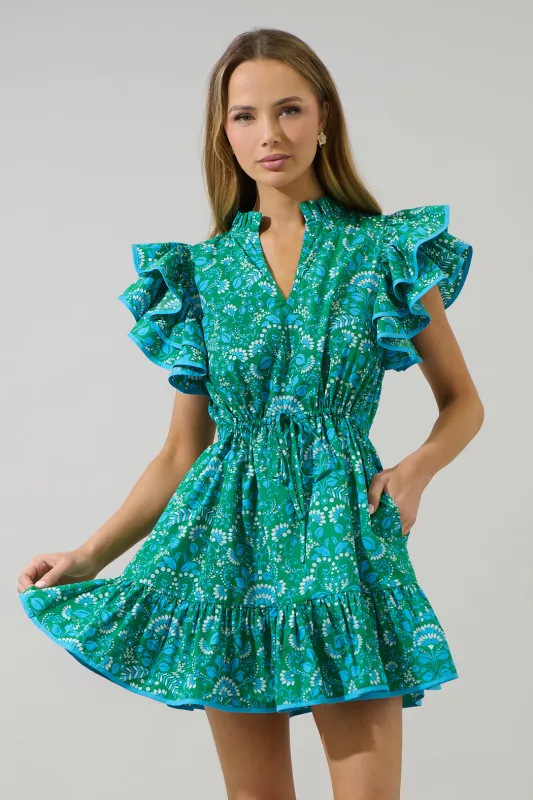 Alina Floral Ruffle Shift Mini Dress made by Sugarlips