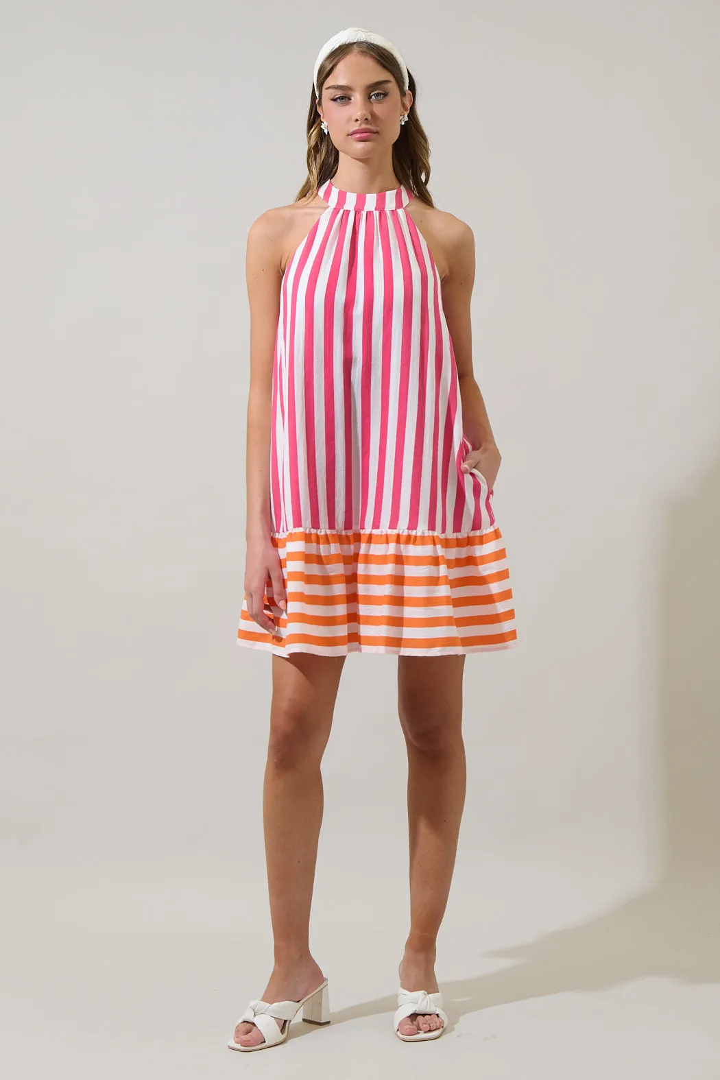 Valera Striped Laly Mini Ruffle Dress sold by Sugarlips product image thumbnail 4