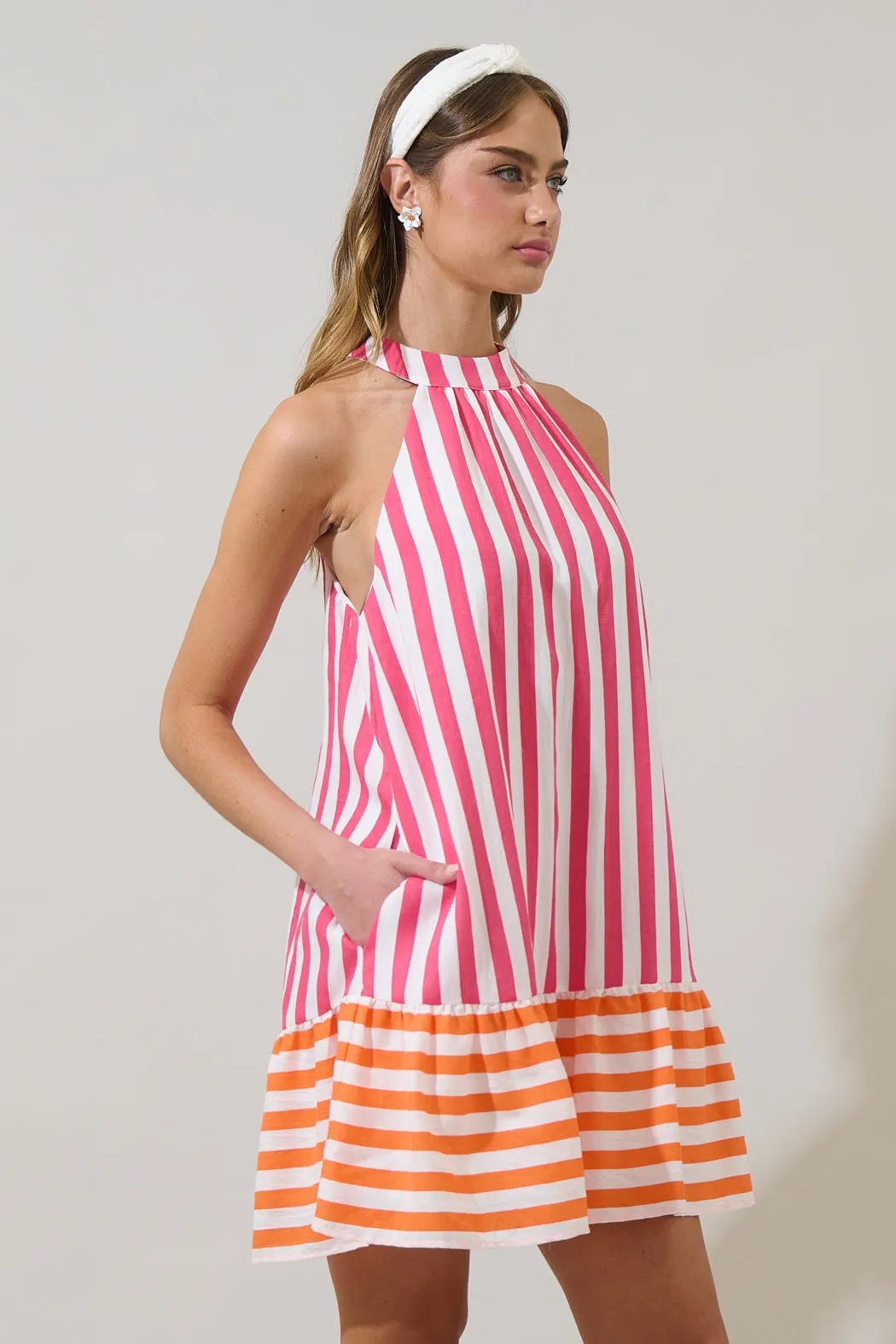 Valera Striped Laly Mini Ruffle Dress sold by Sugarlips product image thumbnail 3