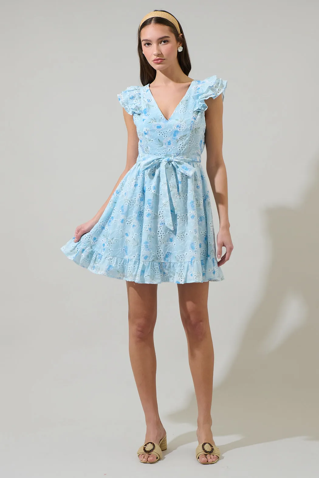 Boleta Aurellia Ruffle Eyelet Mini Dress sold by Sugarlips product image thumbnail 4