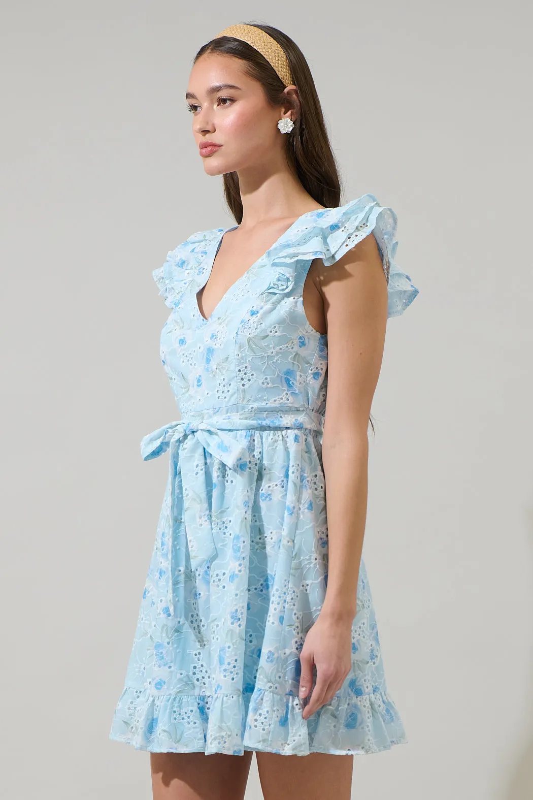 Boleta Aurellia Ruffle Eyelet Mini Dress sold by Sugarlips product image thumbnail 3