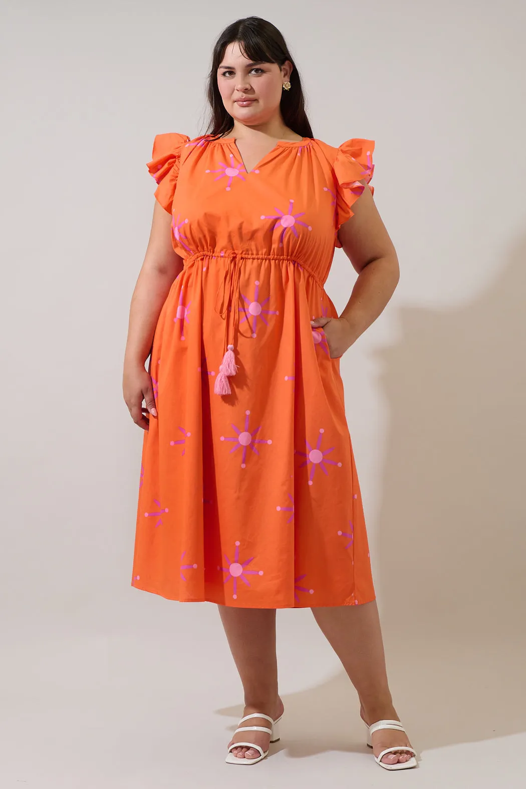 Karani Starburst Tiarna Ruffle Midi Dress Curve sold by Sugarlips