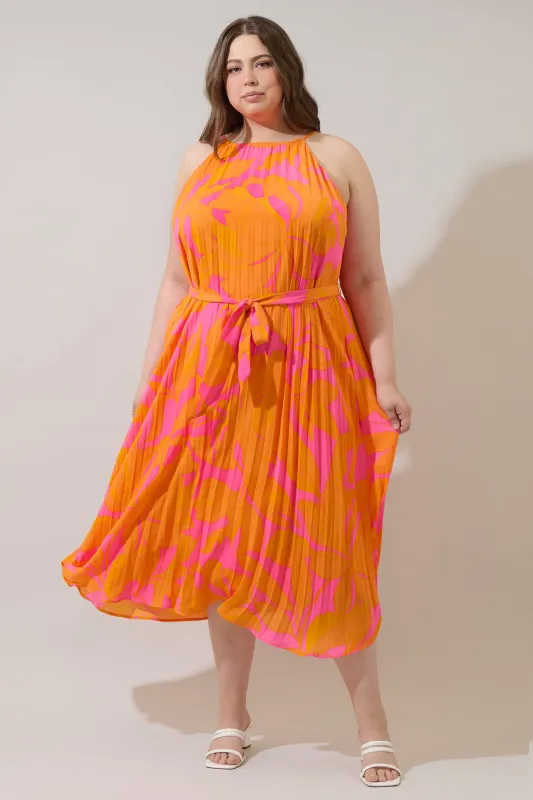 Mexia Floral Maly Pleated Midi Dress Curve sold by Sugarlips