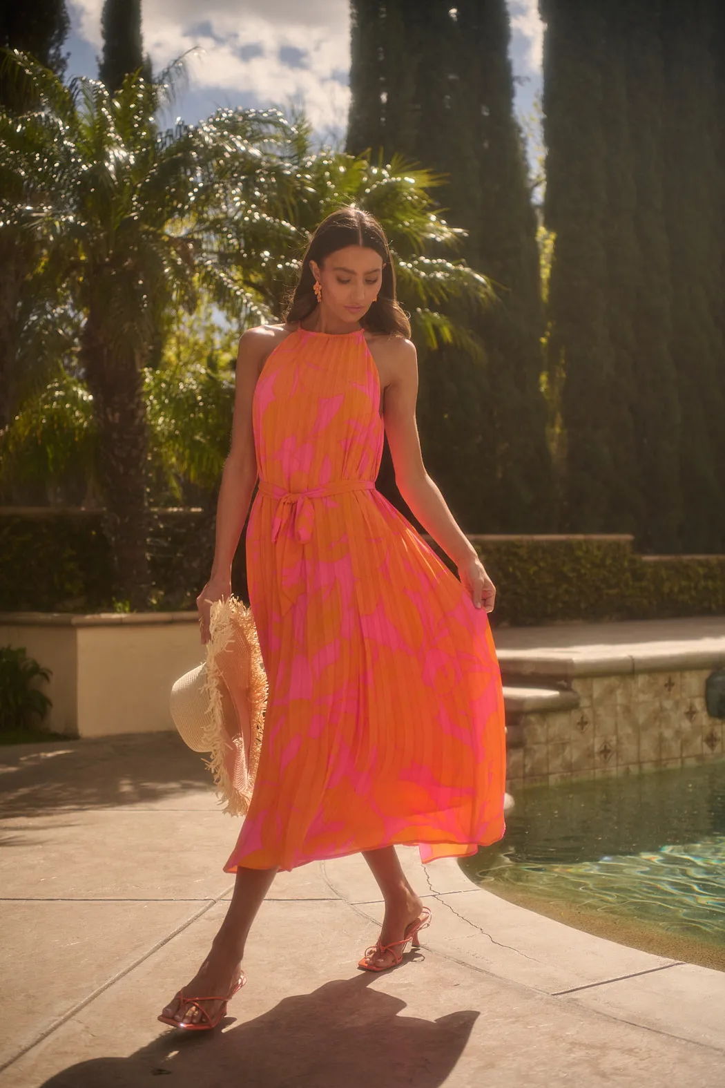 Mexia Floral Maly Pleated Midi Dress sold by Sugarlips