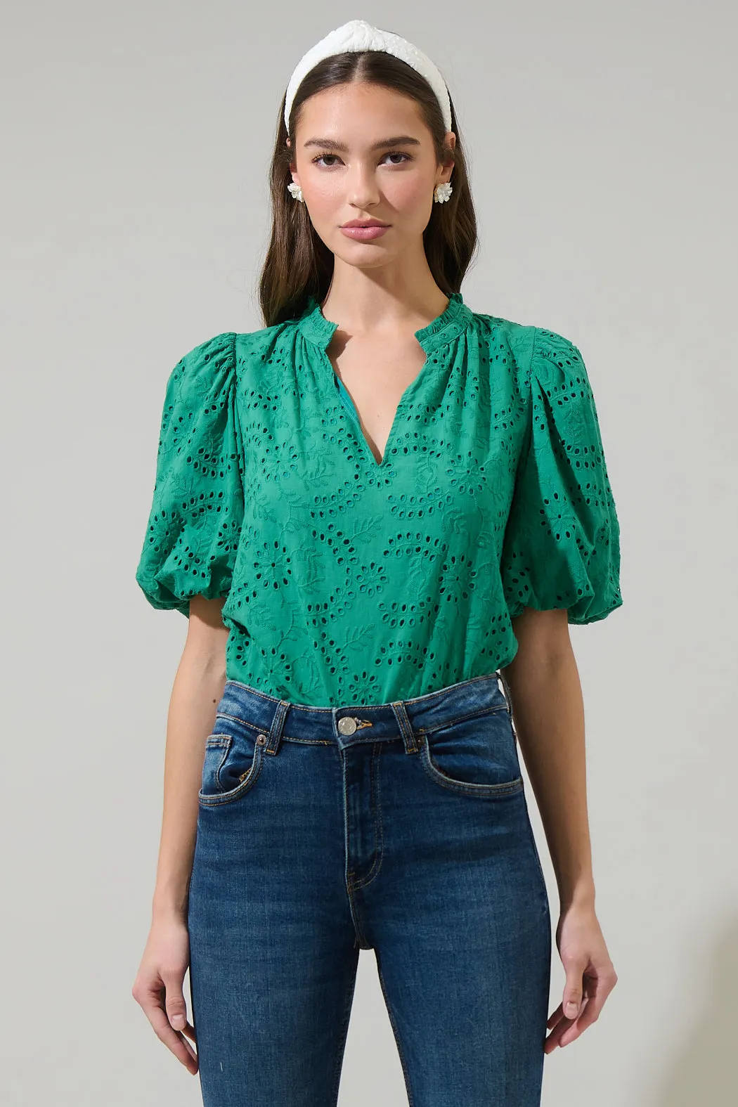 Derry Eyelet Gretna Ruffle Blouse sold by Sugarlips