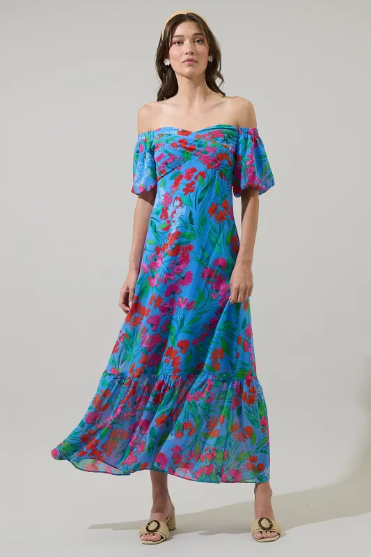 Finy Floral Dariana Pleated Maxi Dress sold by Sugarlips
