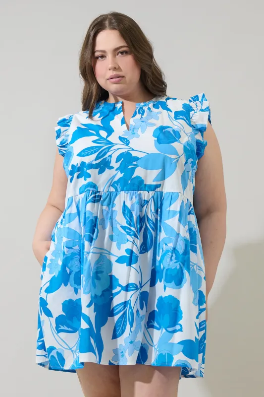 Darien Floral Kass Ruffle Mini Dress Curve sold by Sugarlips