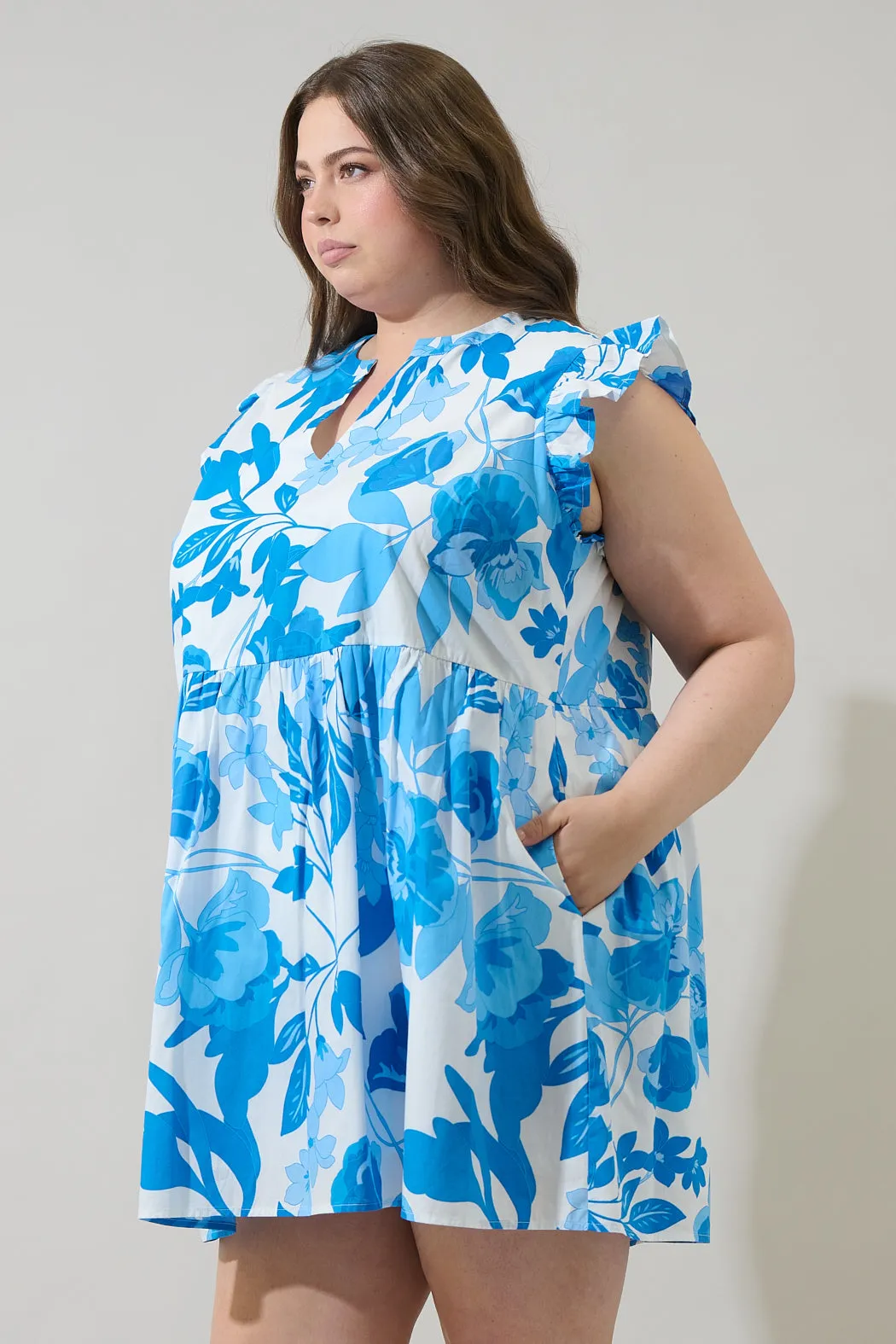 Darien Floral Kass Ruffle Mini Dress Curve sold by Sugarlips product image thumbnail 3