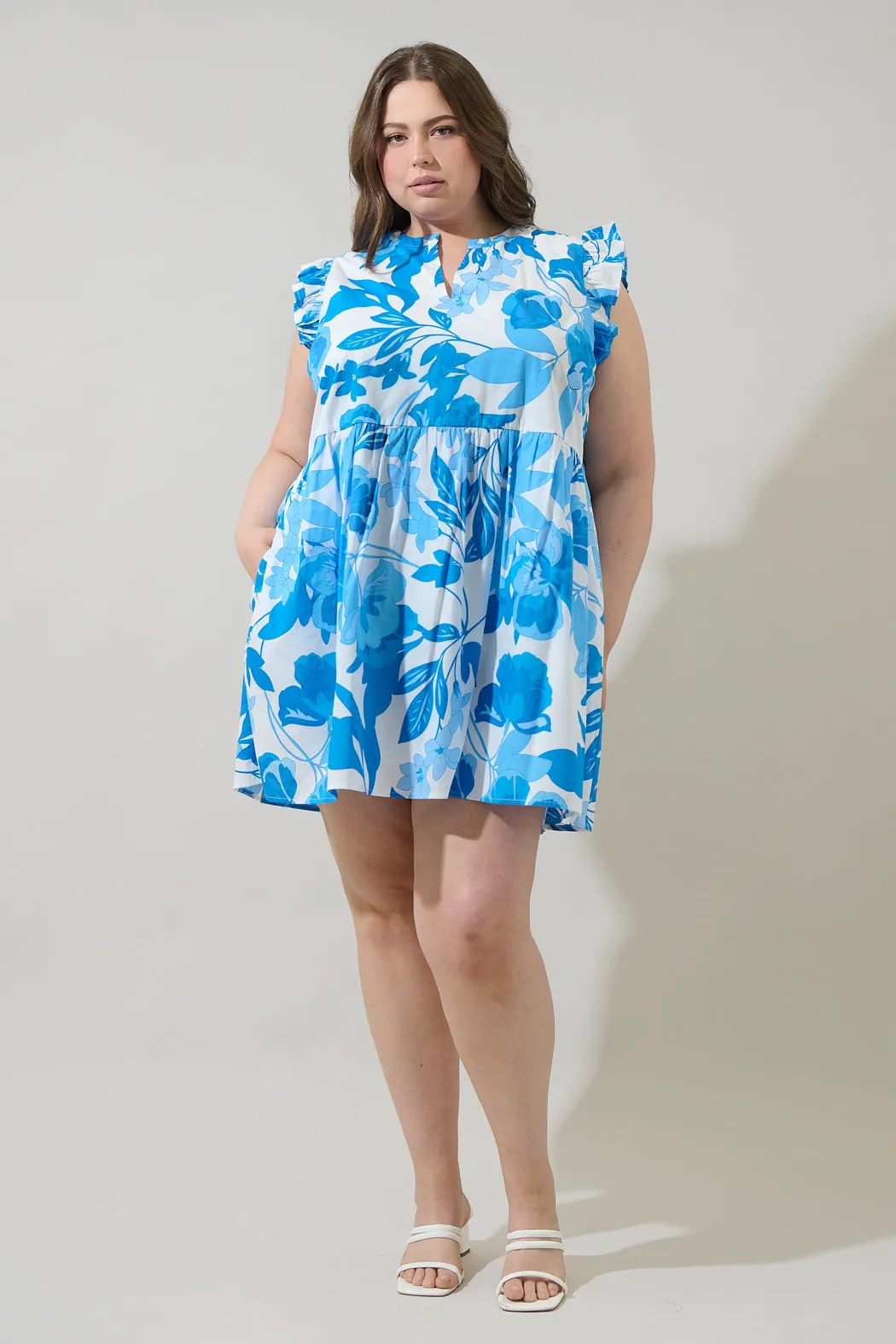Darien Floral Kass Ruffle Mini Dress Curve sold by Sugarlips product image thumbnail 4