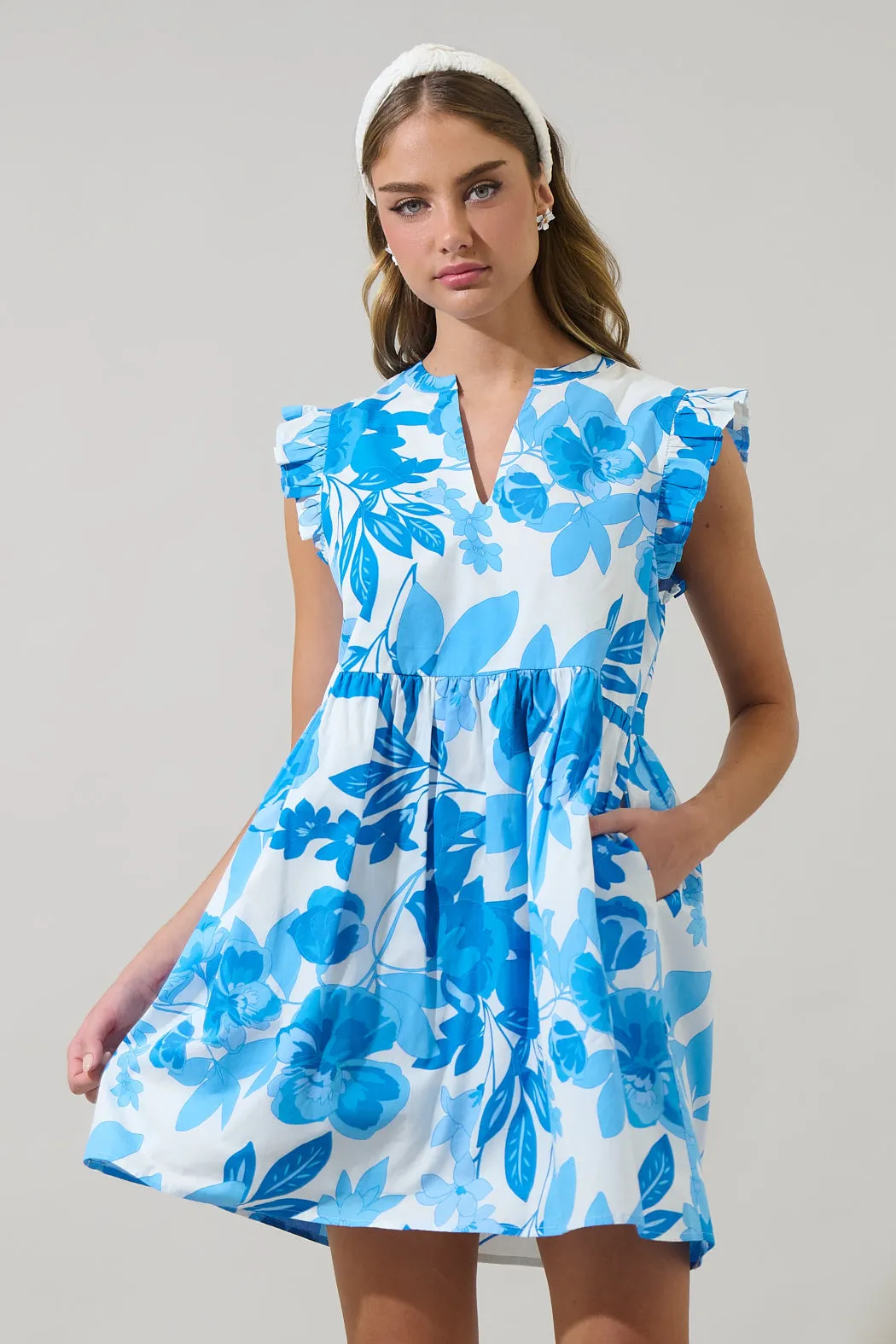 Darien Floral Kass Ruffle Mini Dress sold by Sugarlips