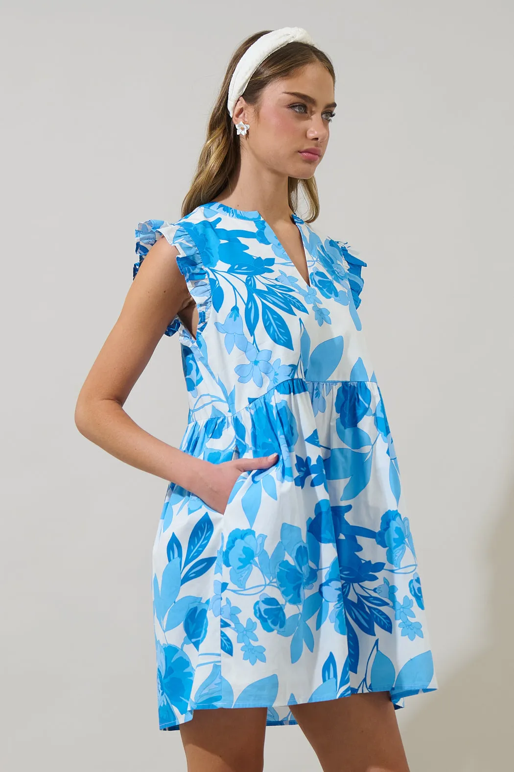 Darien Floral Kass Ruffle Mini Dress sold by Sugarlips product image thumbnail 3