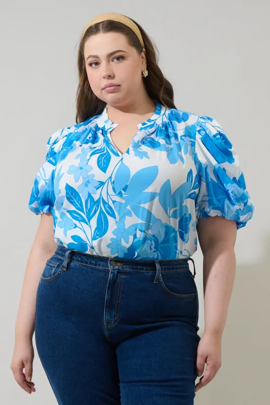 Darien Floral Gretna Ruffle Blouse Curve sold by Sugarlips