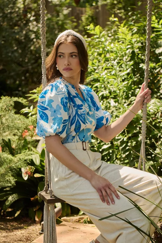 Darien Floral Gretna Ruffle Blouse sold by Sugarlips