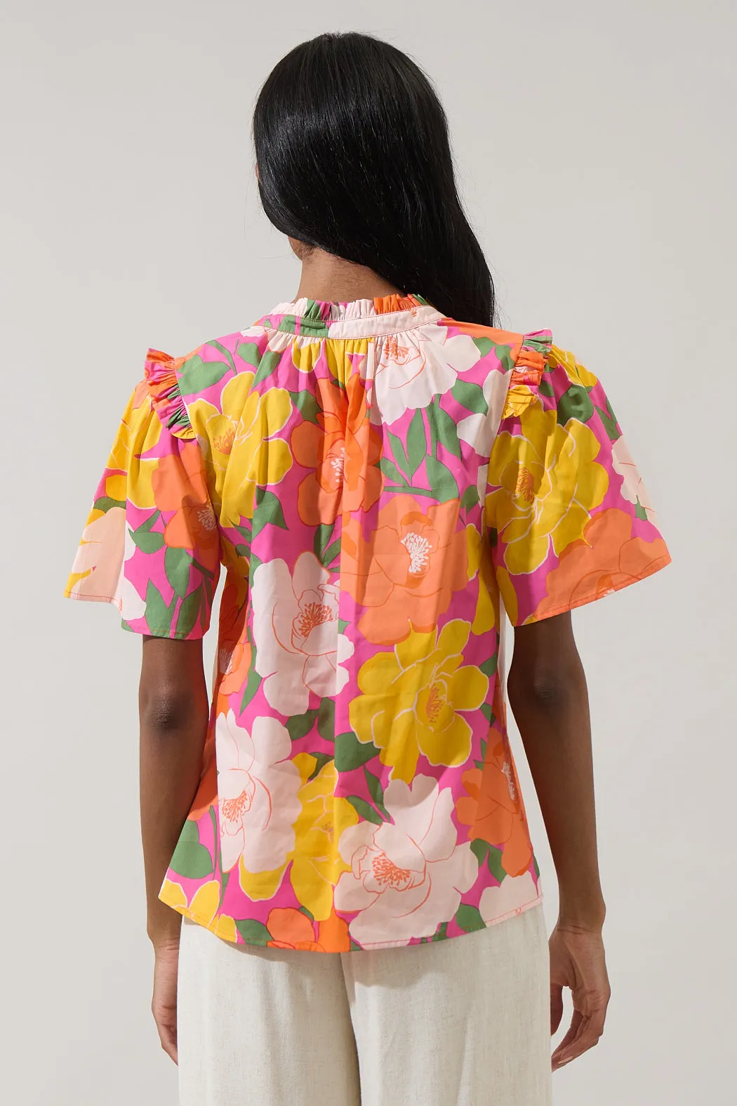 Milley Floral Mei Split Neck Satin Top sold by Sugarlips product image thumbnail 2