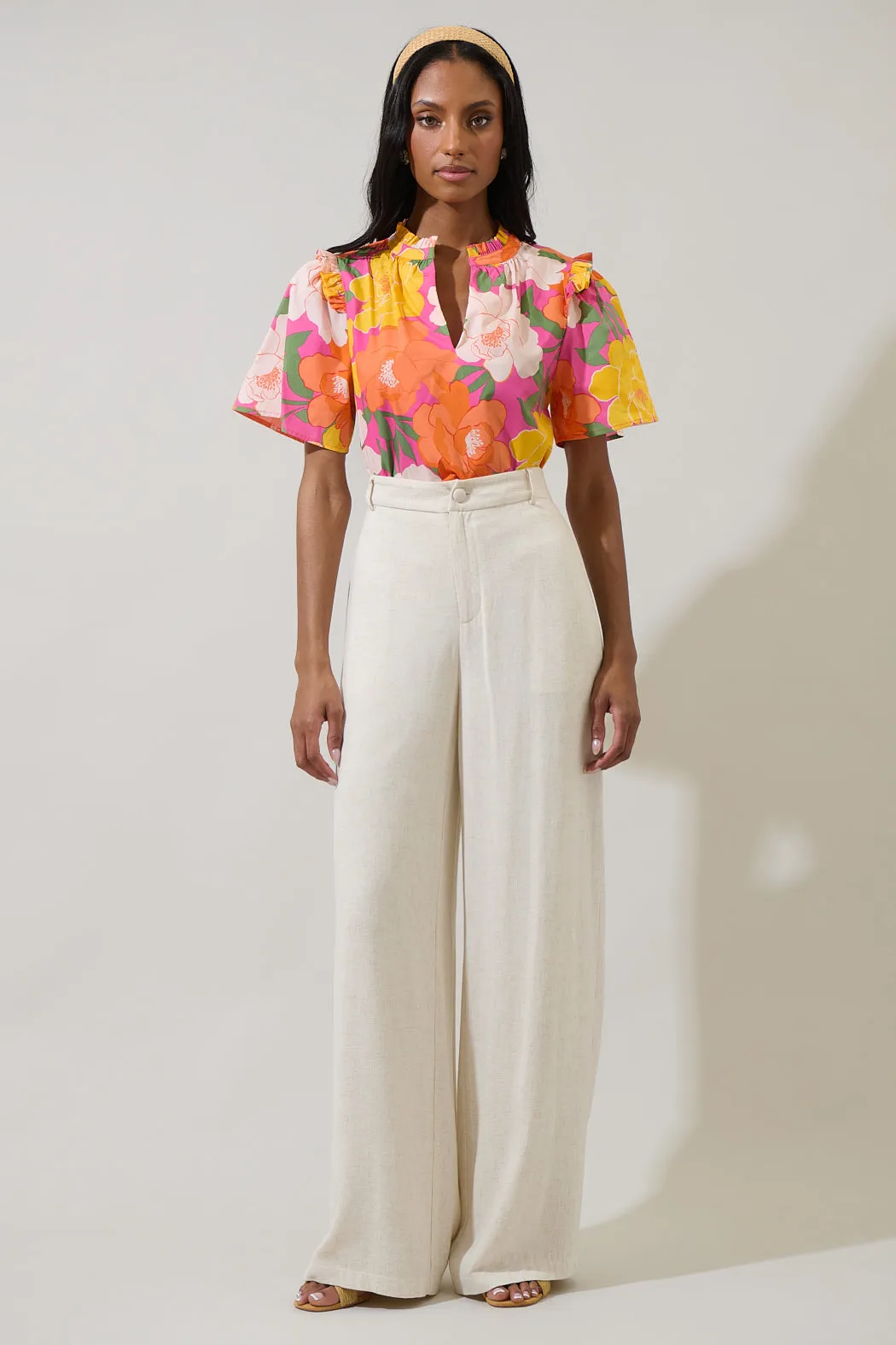 Milley Floral Mei Split Neck Satin Top sold by Sugarlips product image thumbnail 4