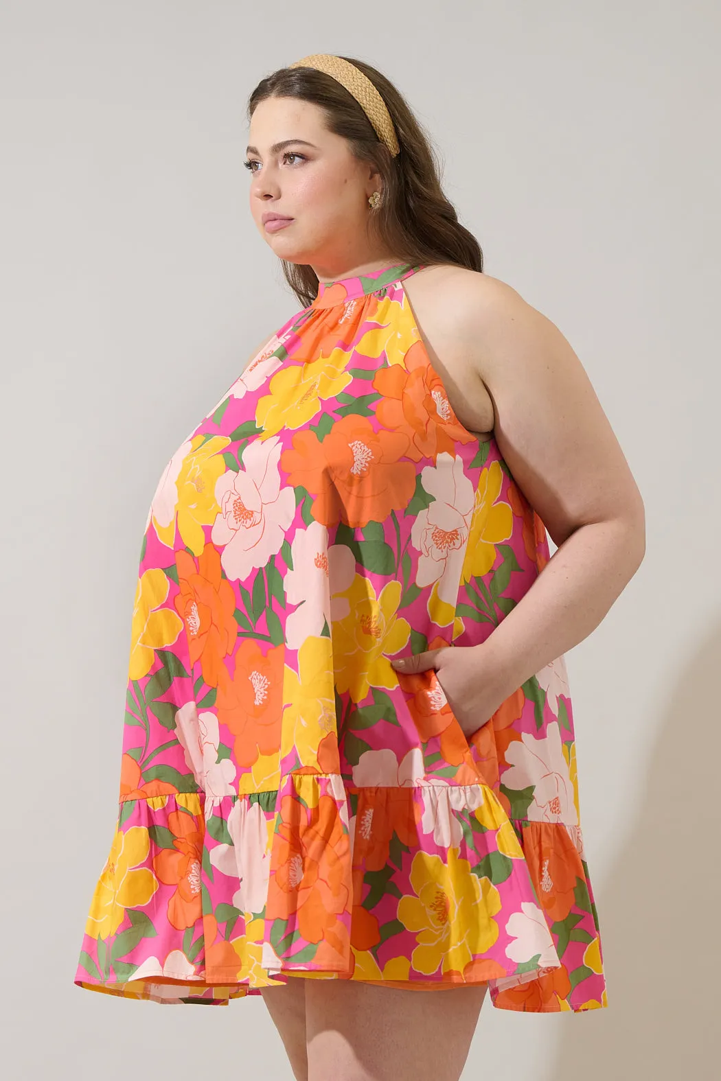 Milley Floral Della Halter Mini Dress Curve sold by Sugarlips product image thumbnail 3
