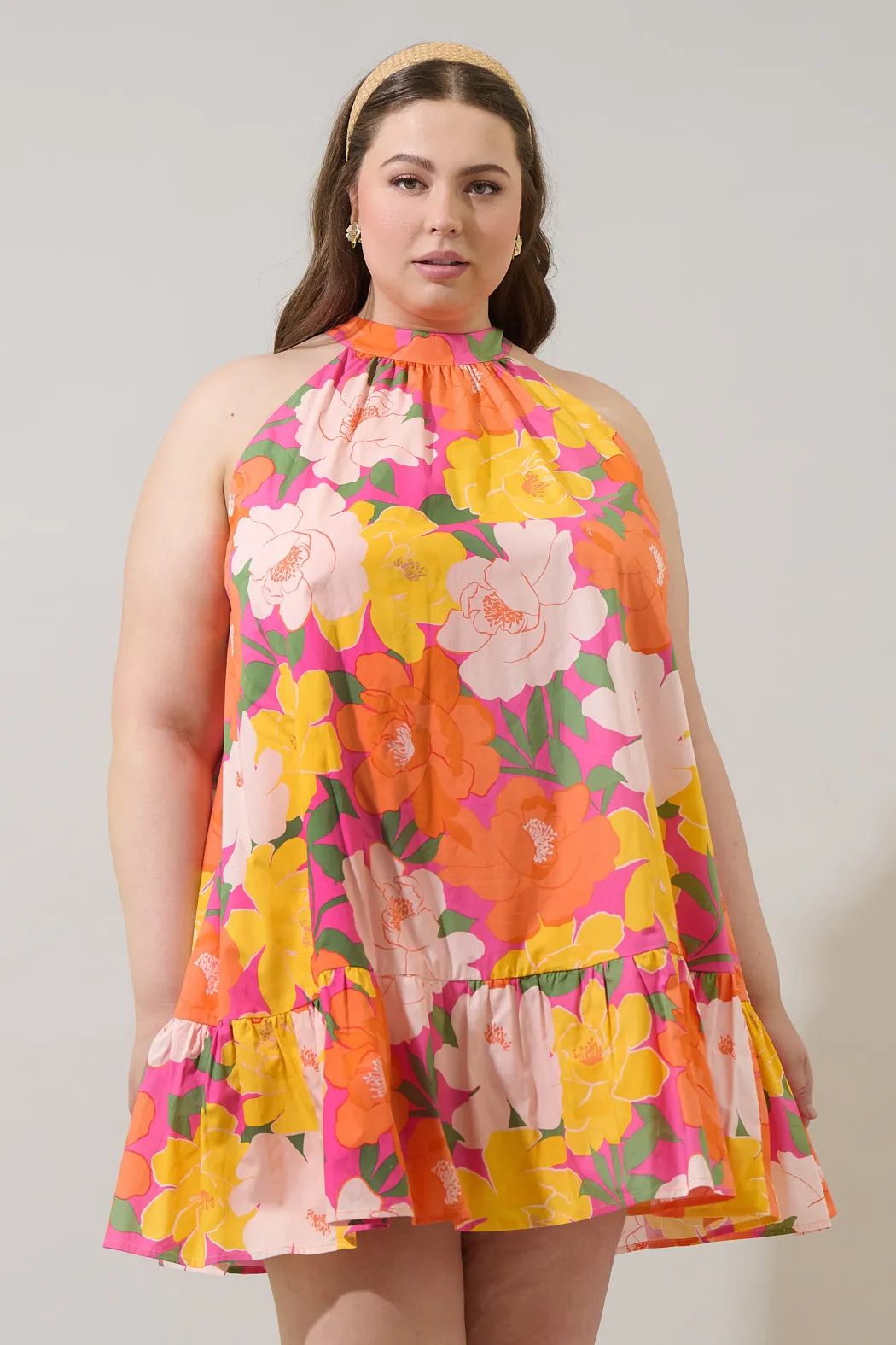 Milley Floral Della Halter Mini Dress Curve sold by Sugarlips