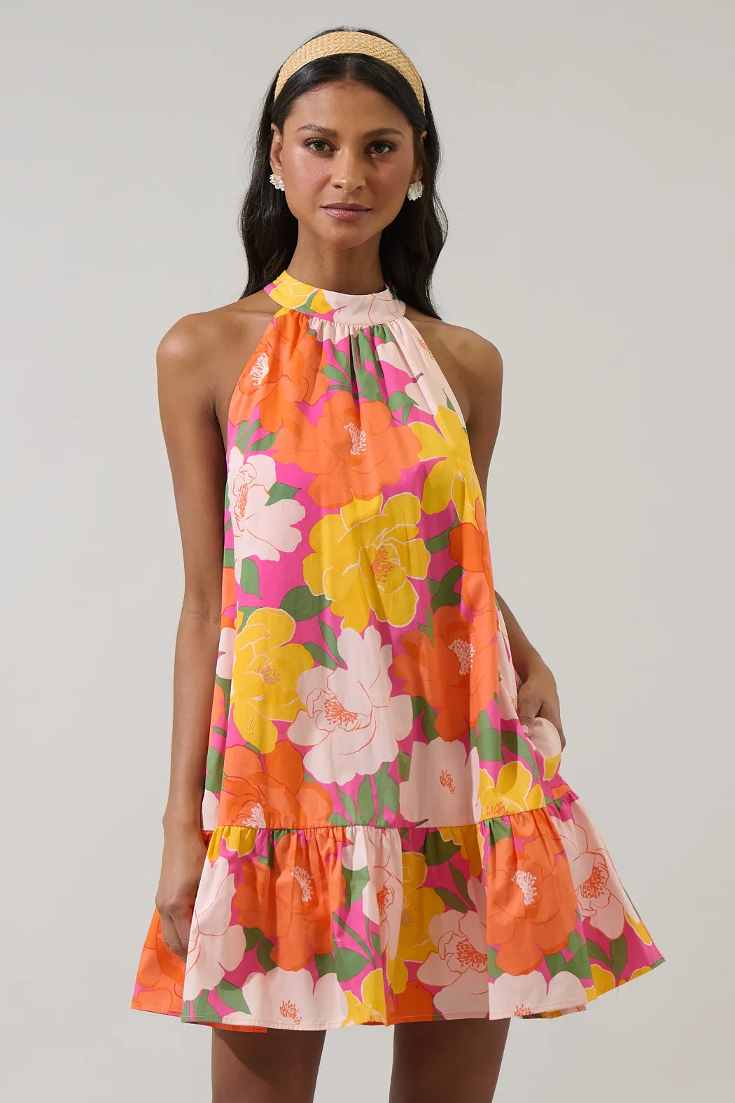 Milley Floral Della Halter Mini Dress sold by Sugarlips