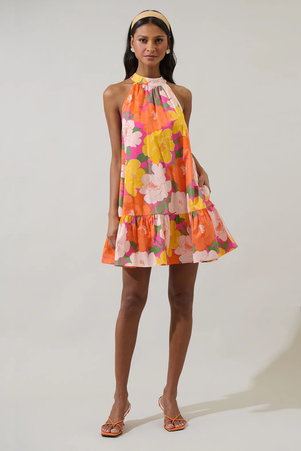 Milley Floral Della Halter Mini Dress sold by Sugarlips product image thumbnail 4