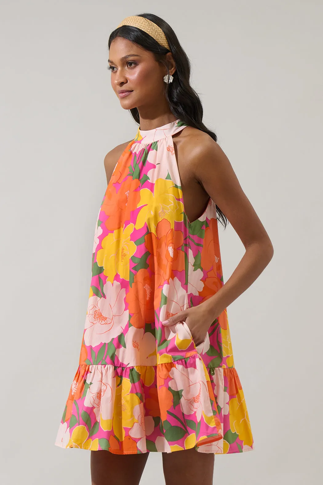 Milley Floral Della Halter Mini Dress sold by Sugarlips product image thumbnail 3