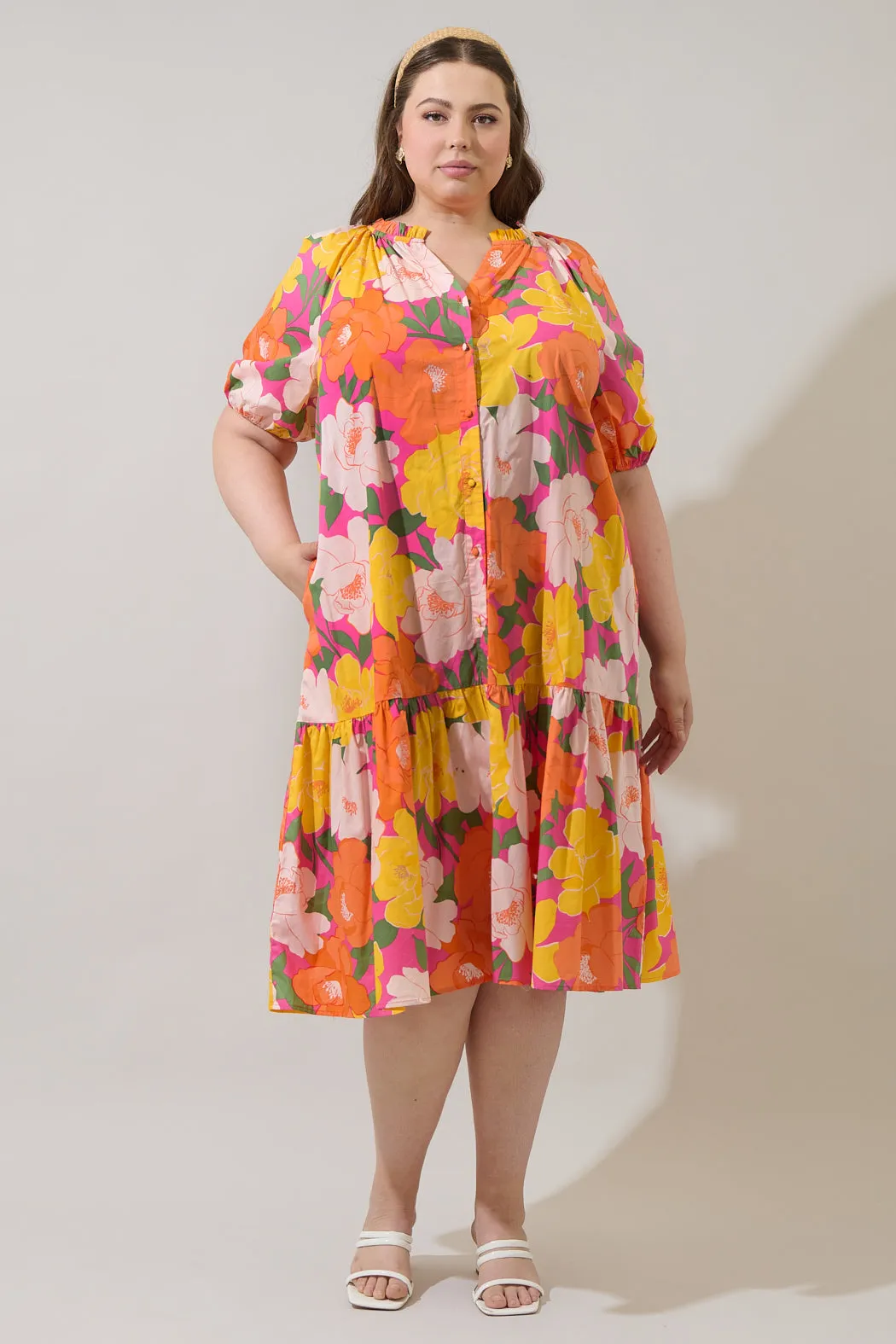 Milley Floral Wynette Tiered Midi Dress Curve sold by Sugarlips product image thumbnail 4