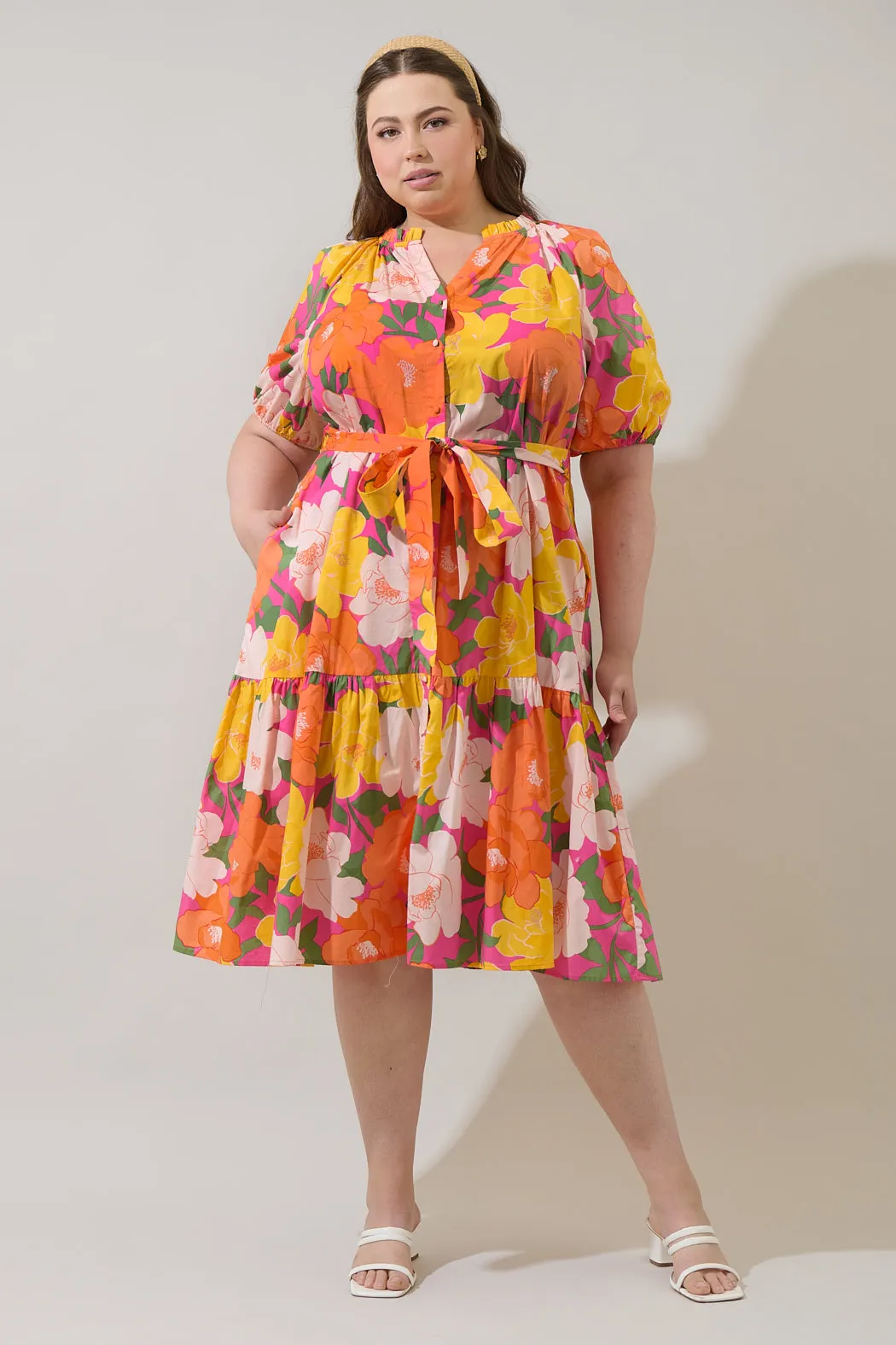 Milley Floral Wynette Tiered Midi Dress Curve sold by Sugarlips