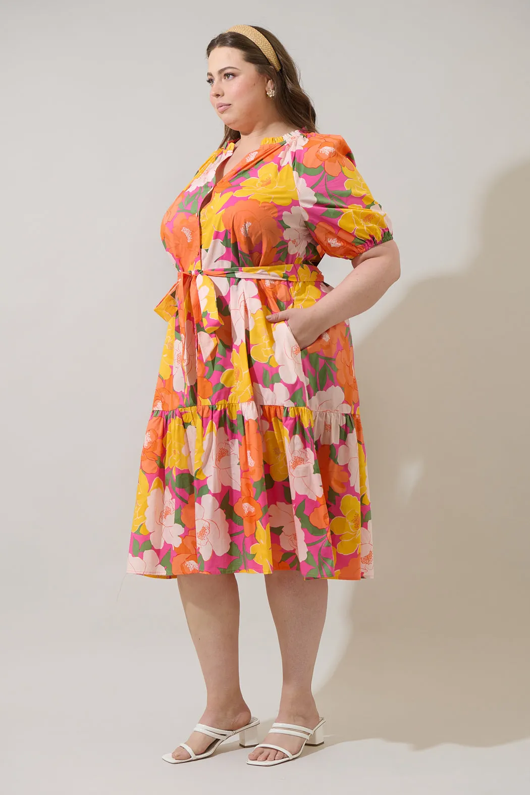 Milley Floral Wynette Tiered Midi Dress Curve sold by Sugarlips product image thumbnail 3