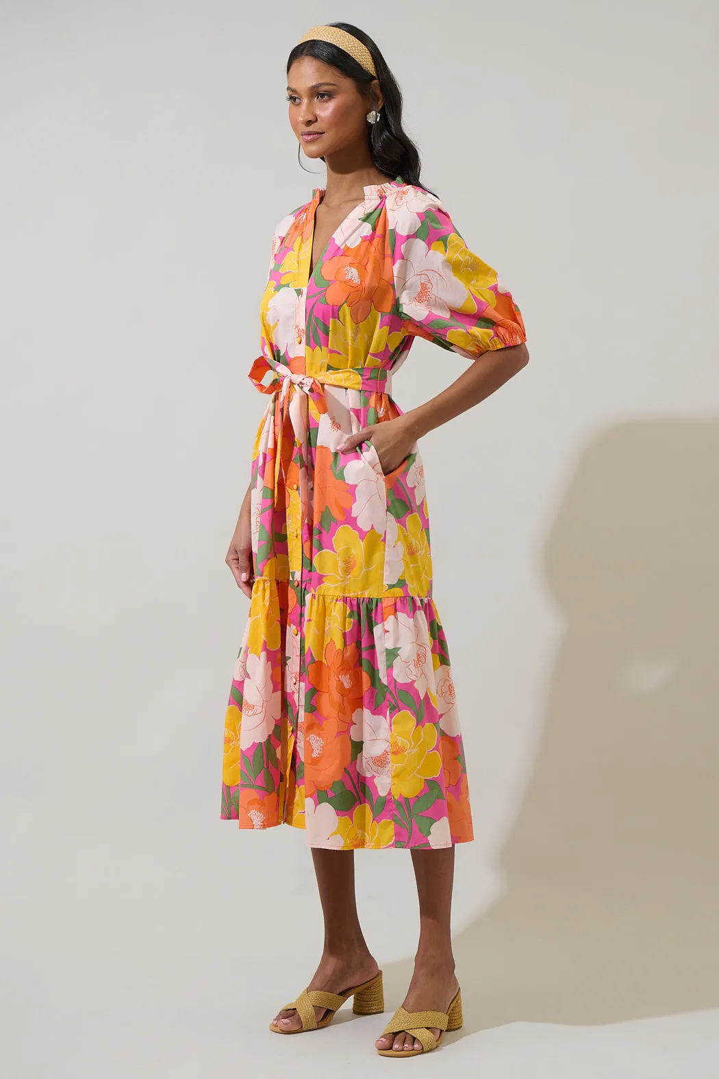 Milley Floral Wynette Tiered Midi Dress sold by Sugarlips product image thumbnail 3