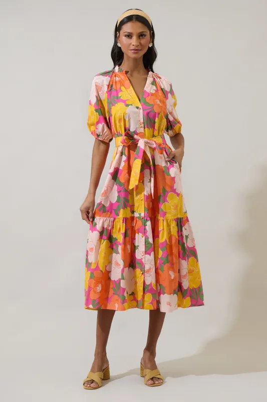 Milley Floral Wynette Tiered Midi Dress sold by Sugarlips