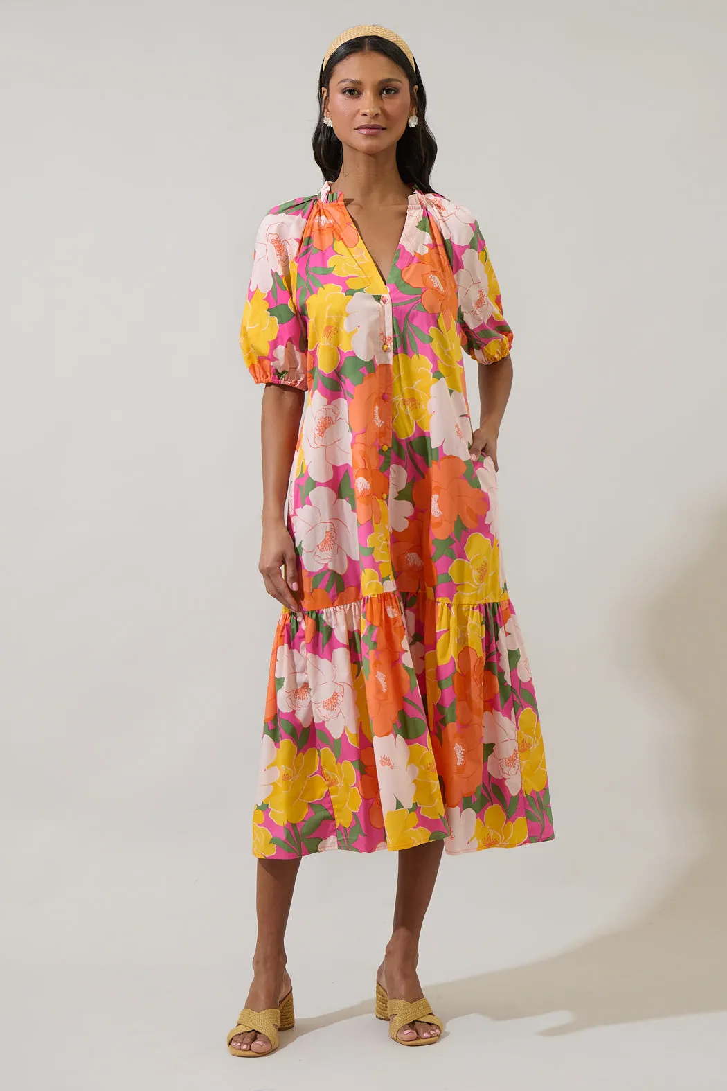 Milley Floral Wynette Tiered Midi Dress sold by Sugarlips product image thumbnail 5