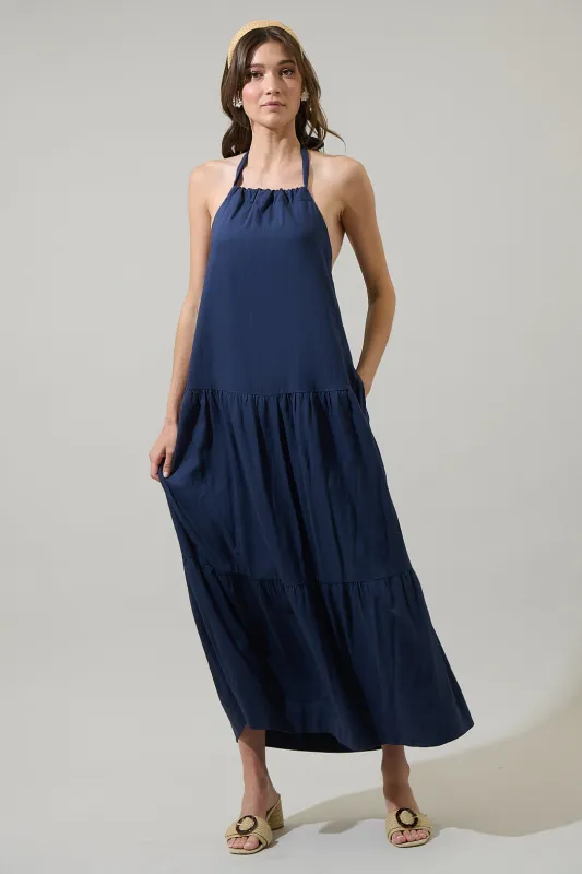 Disha Halter Neck Midi Dress sold by Sugarlips